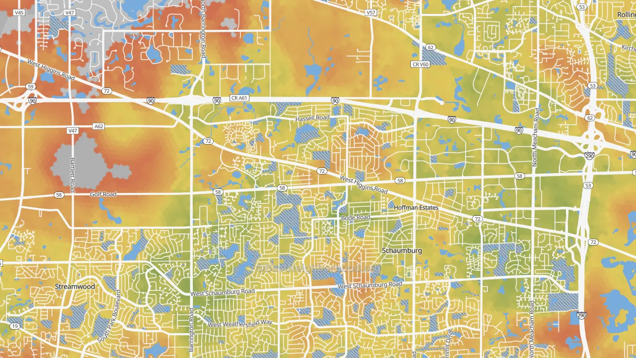 Bike Grade map of 60169, IL