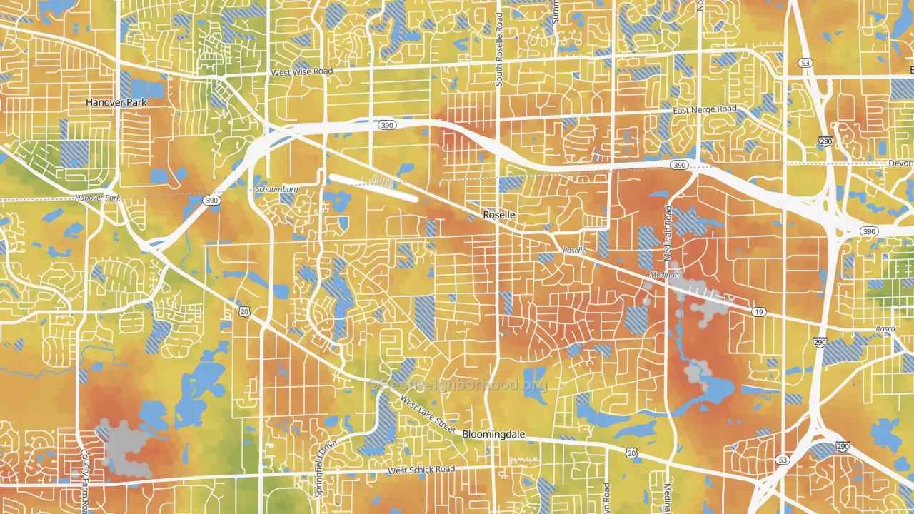 Bike Grade map of 60172, IL