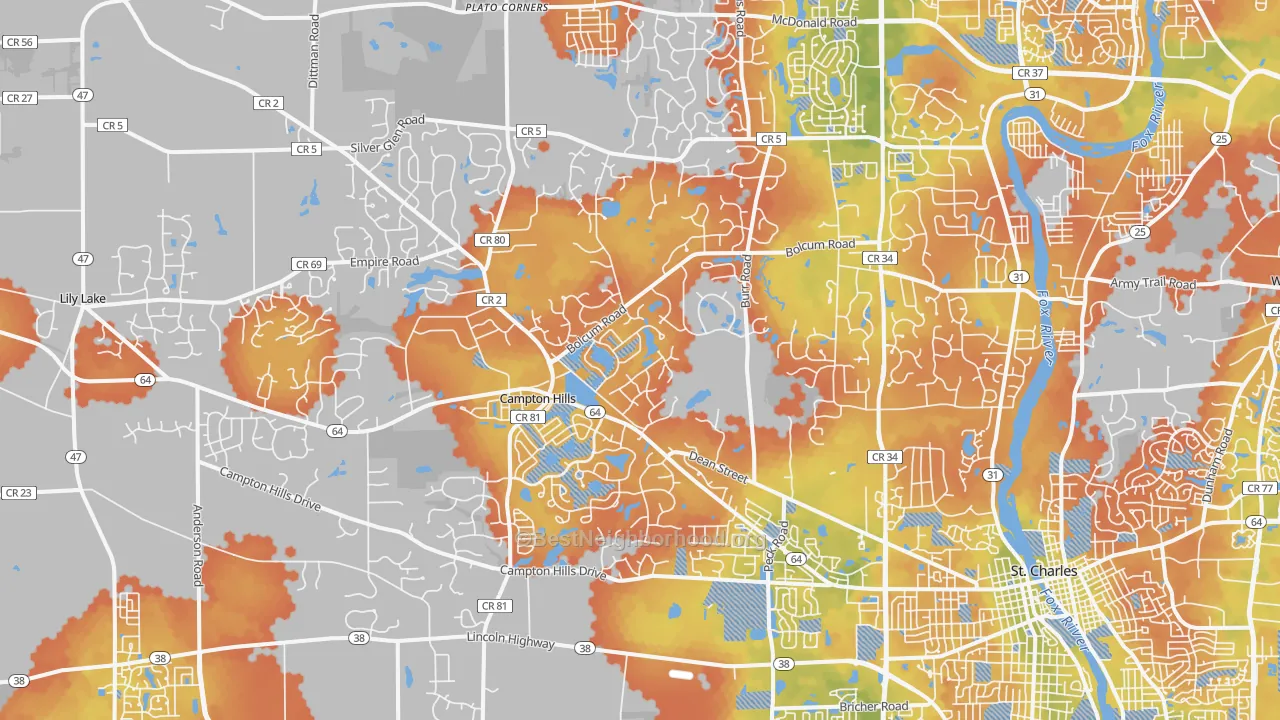 Bike Grade map of 60175, IL
