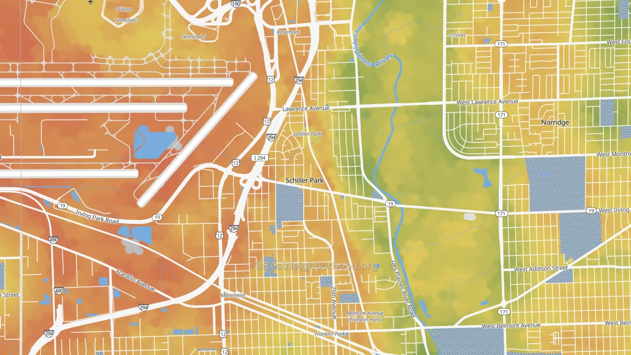 Bike Grade map of 60176, IL