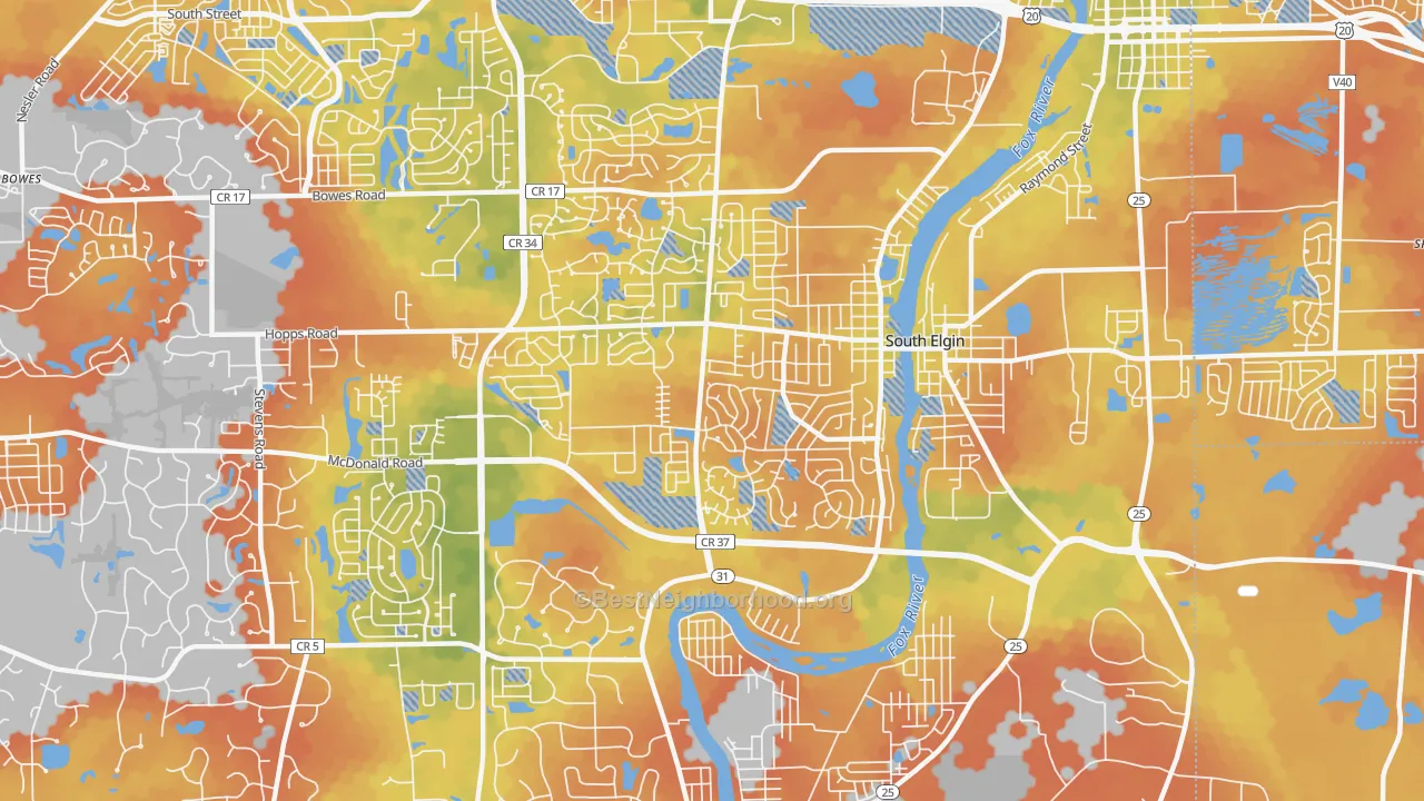 Bike Grade map of 60177, IL