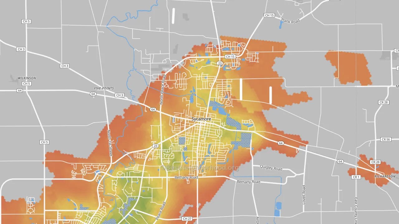 Bike Grade map of 60178, IL