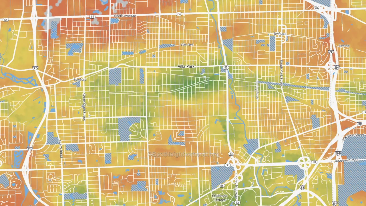 Bike Grade map of 60181, IL