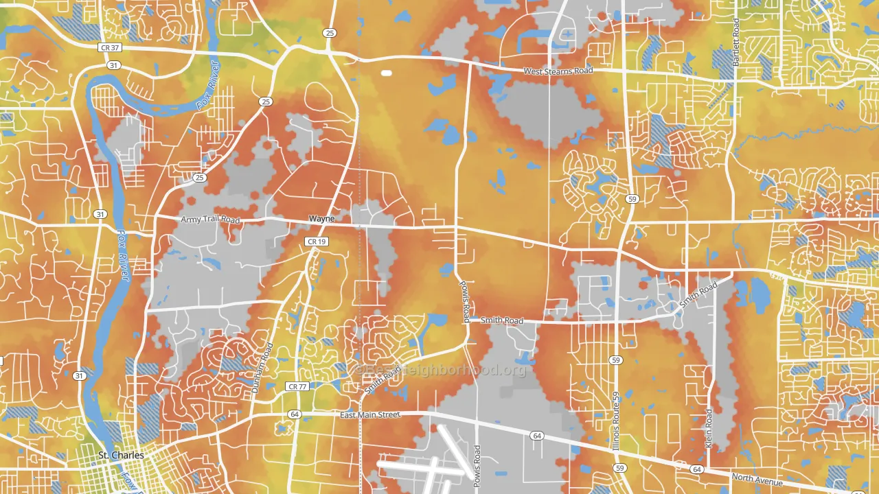 Bike Grade map of 60184, IL