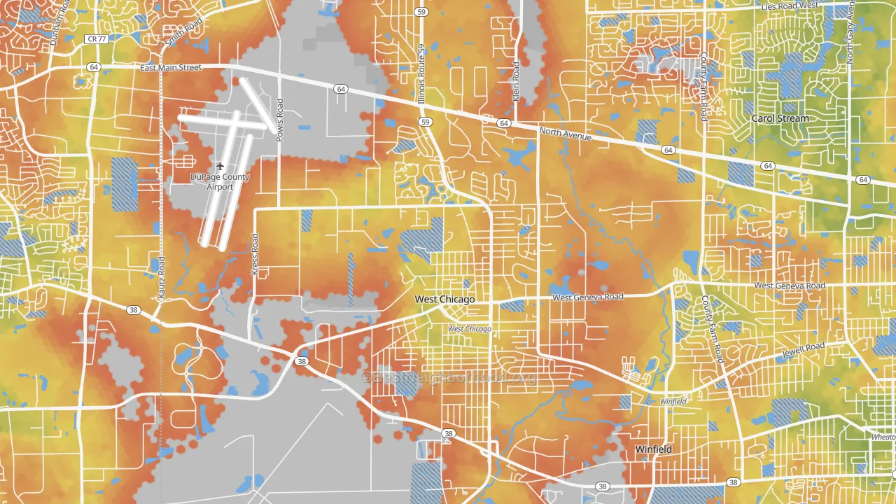 Bike Grade map of 60185, IL