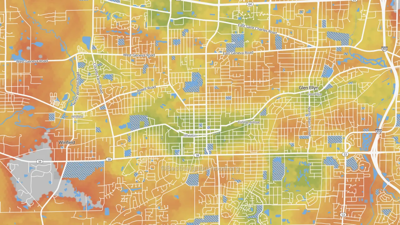 Bike Grade map of 60187, IL