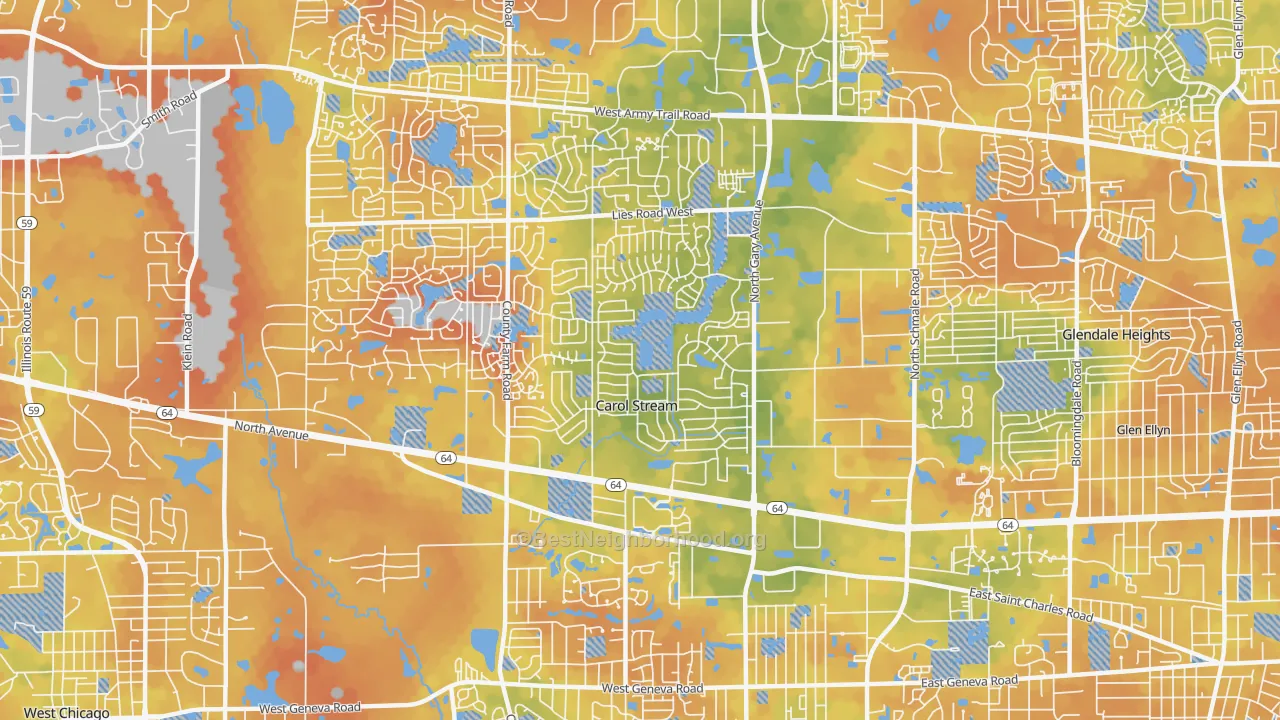 Bike Grade map of 60188, IL