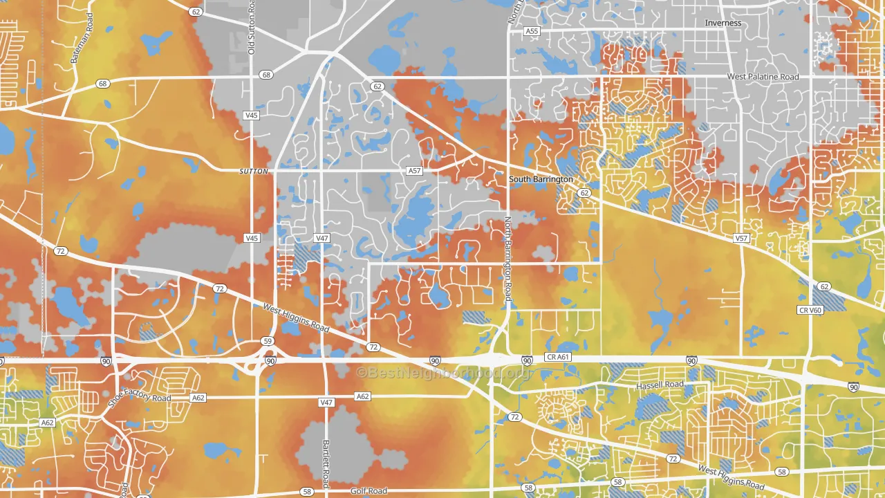 Bike Grade map of 60192, IL
