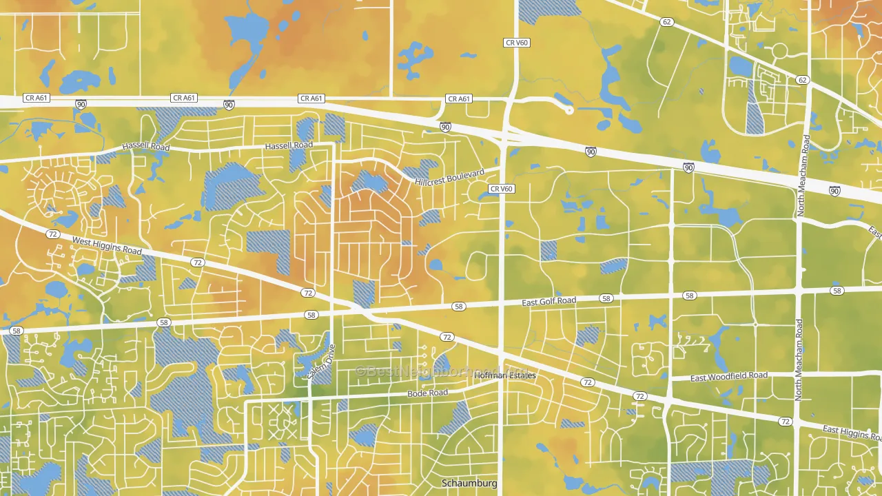Bike Grade map of 60195, IL