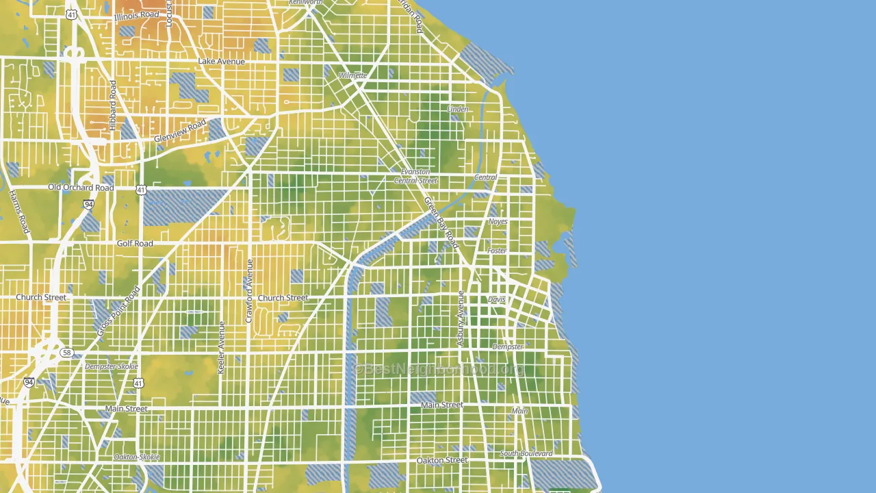Bike Grade map of 60201, IL