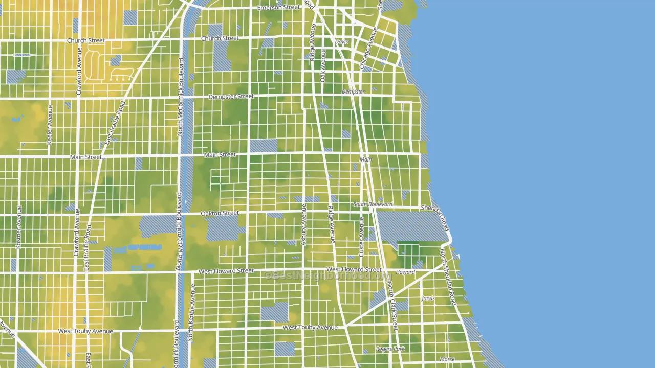 Bike Grade map of 60202, IL
