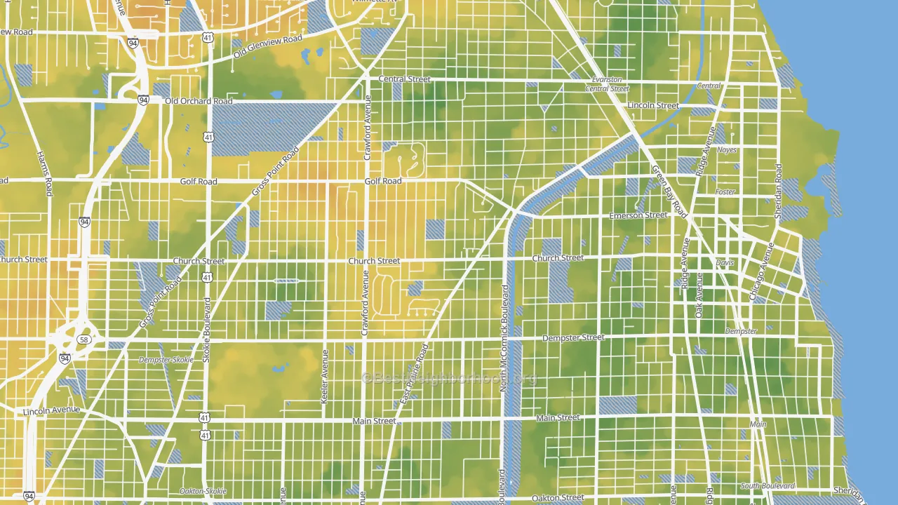 Bike Grade map of 60203, IL