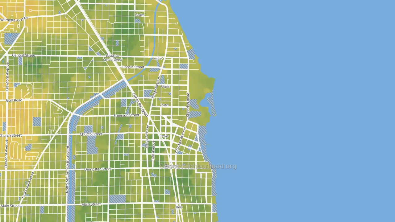 Bike Grade map of 60208, IL