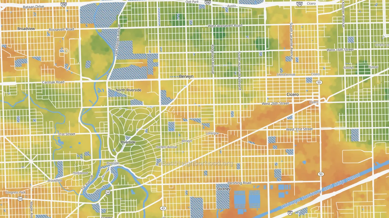 Bike Grade map of 60402, IL