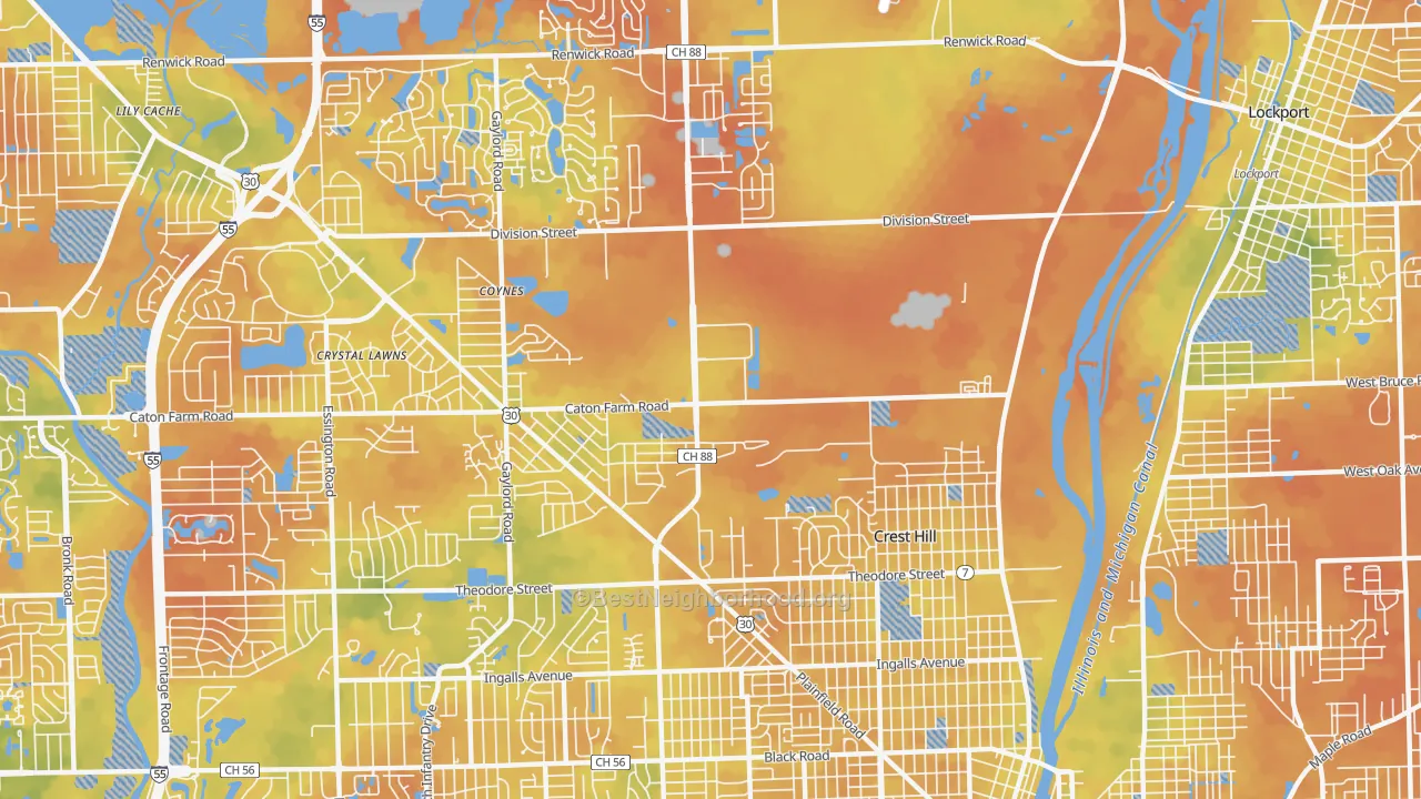 Bike Grade map of 60403, IL