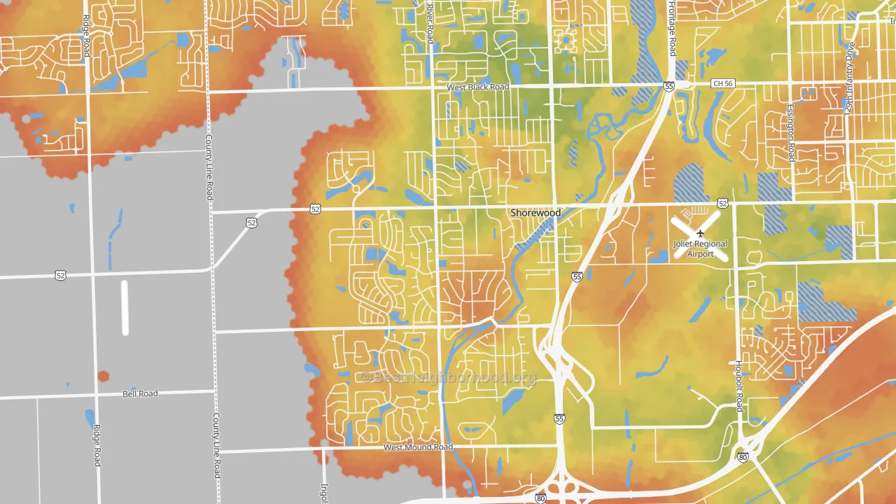 Bike Grade map of 60404, IL