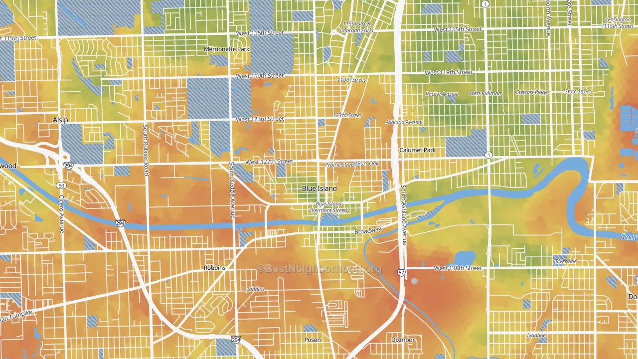 Bike Grade map of 60406, IL
