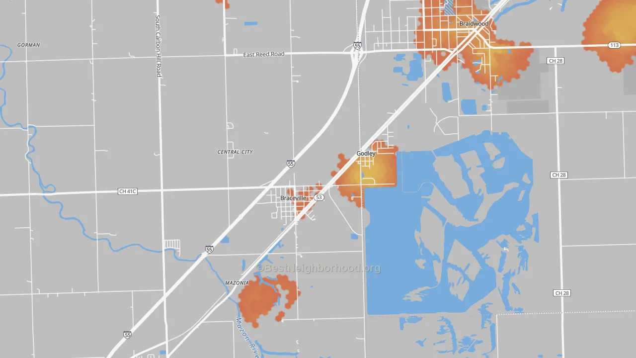 Bike Grade map of 60407, IL