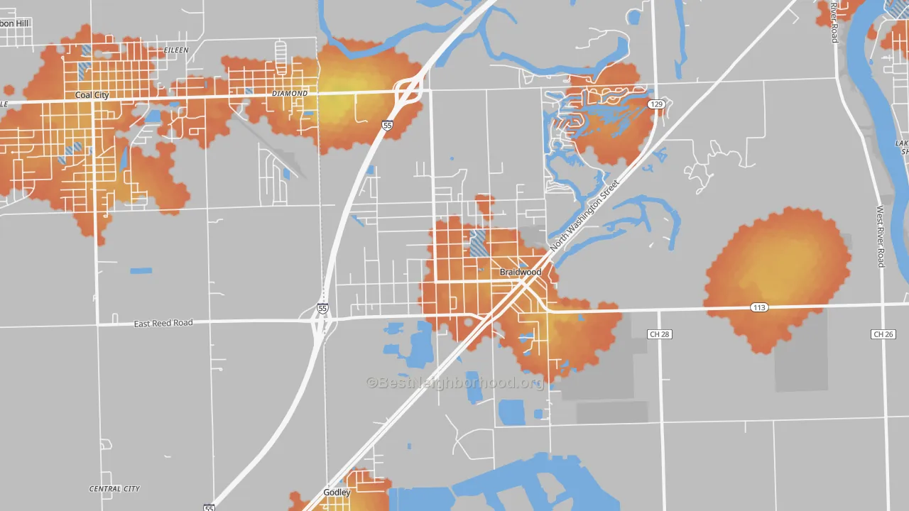 Bike Grade map of 60408, IL