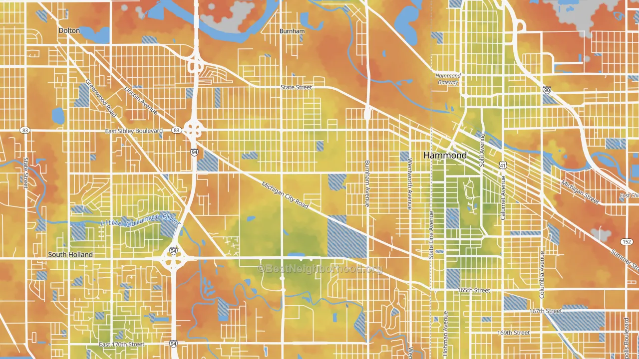 Bike Grade map of 60409, IL