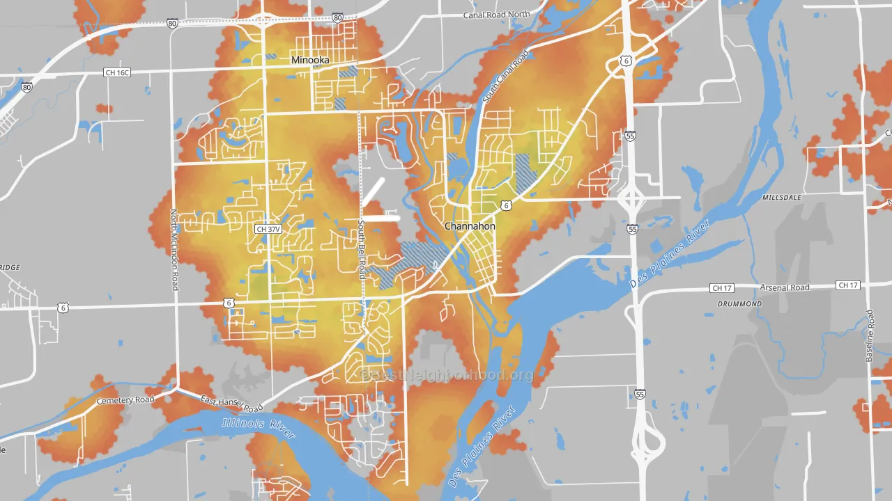 Bike Grade map of 60410, IL