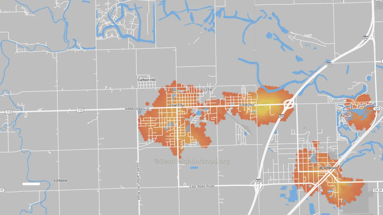 Bike Grade map of 60416, IL