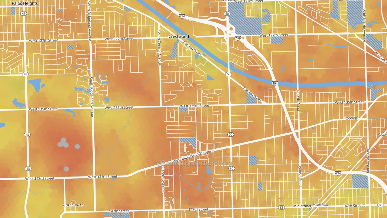 Bike Grade map of 60418, IL