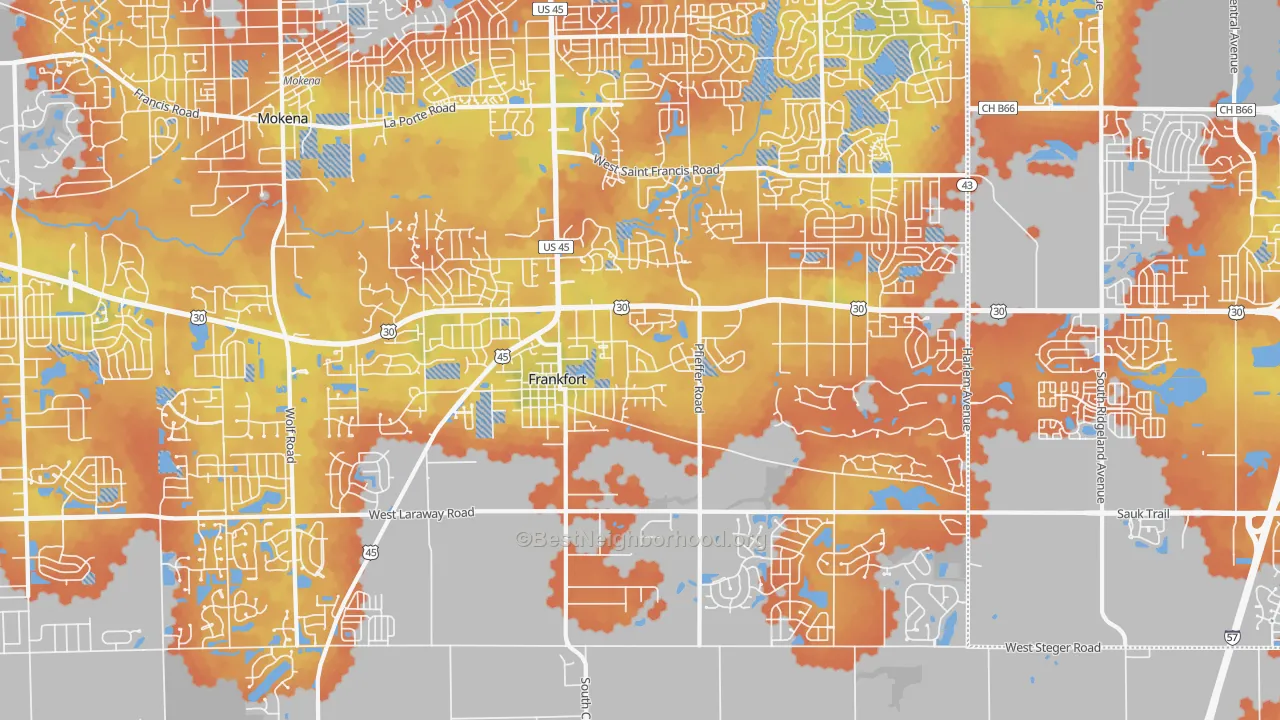 Bike Grade map of 60423, IL