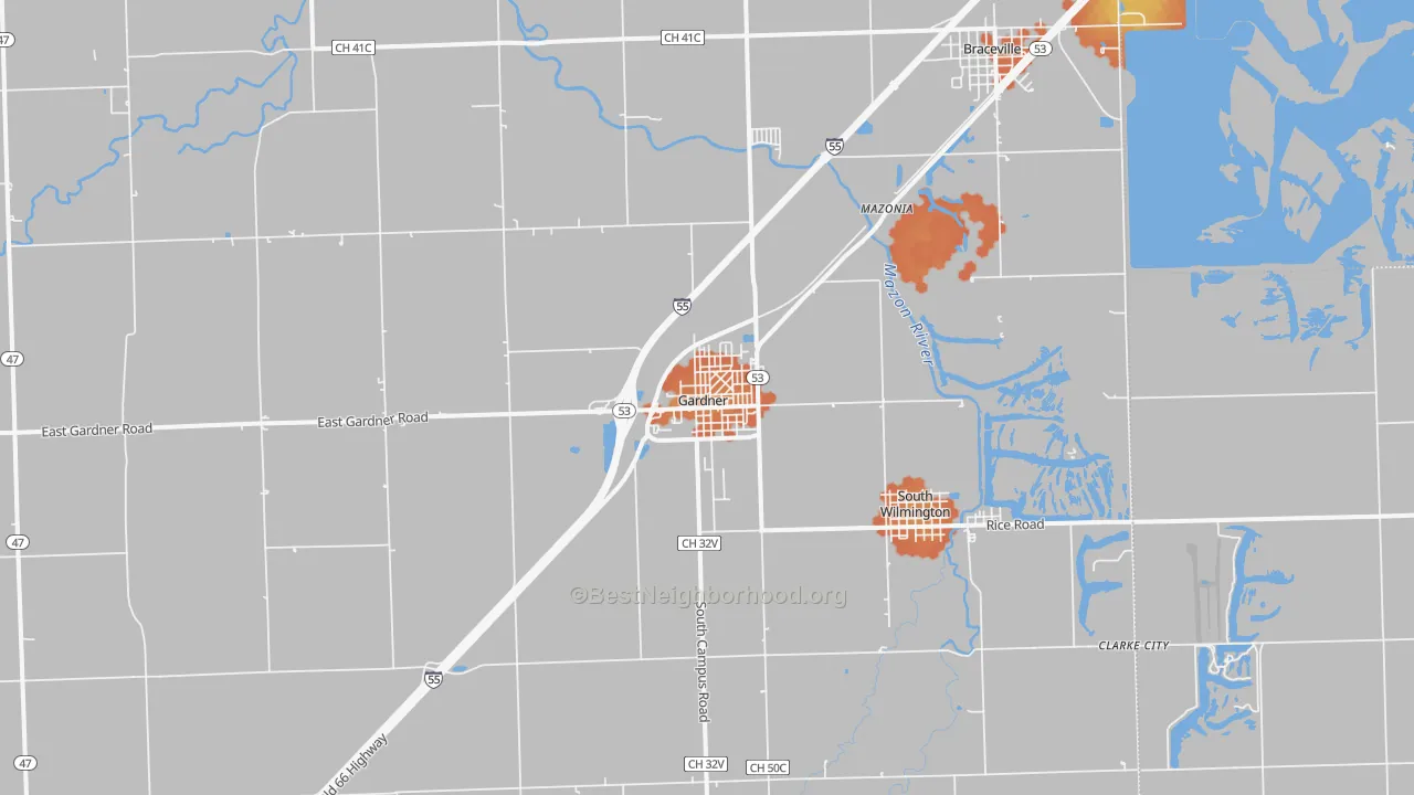Bike Grade map of 60424, IL