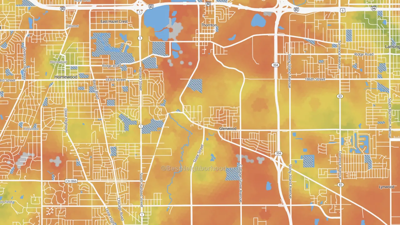 Bike Grade map of 60425, IL