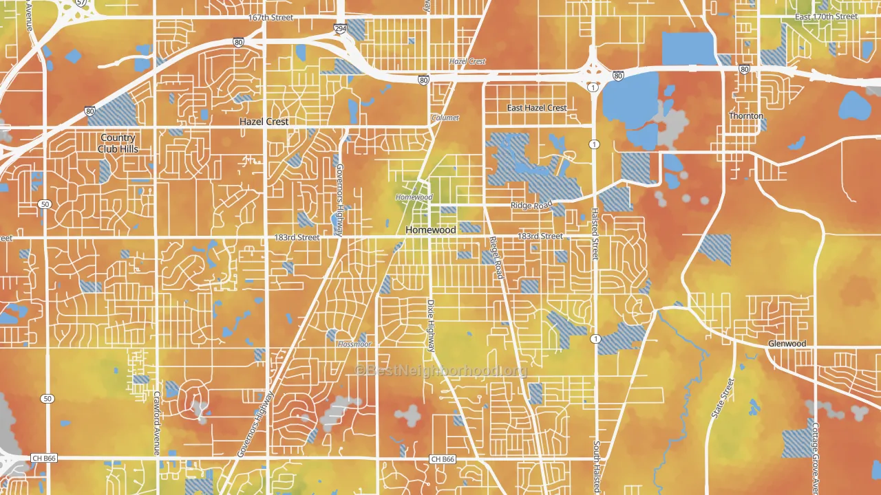 Bike Grade map of 60430, IL