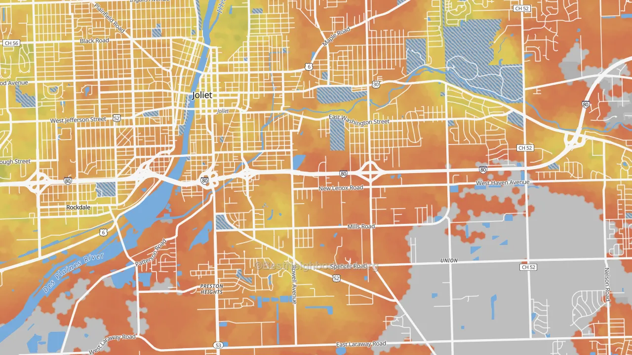 Bike Grade map of 60433, IL
