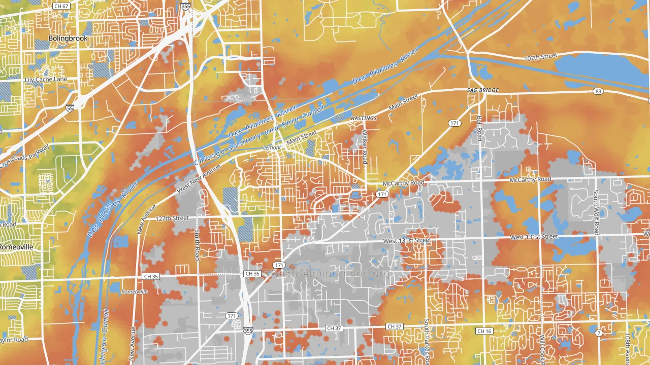 Bike Grade map of 60439, IL