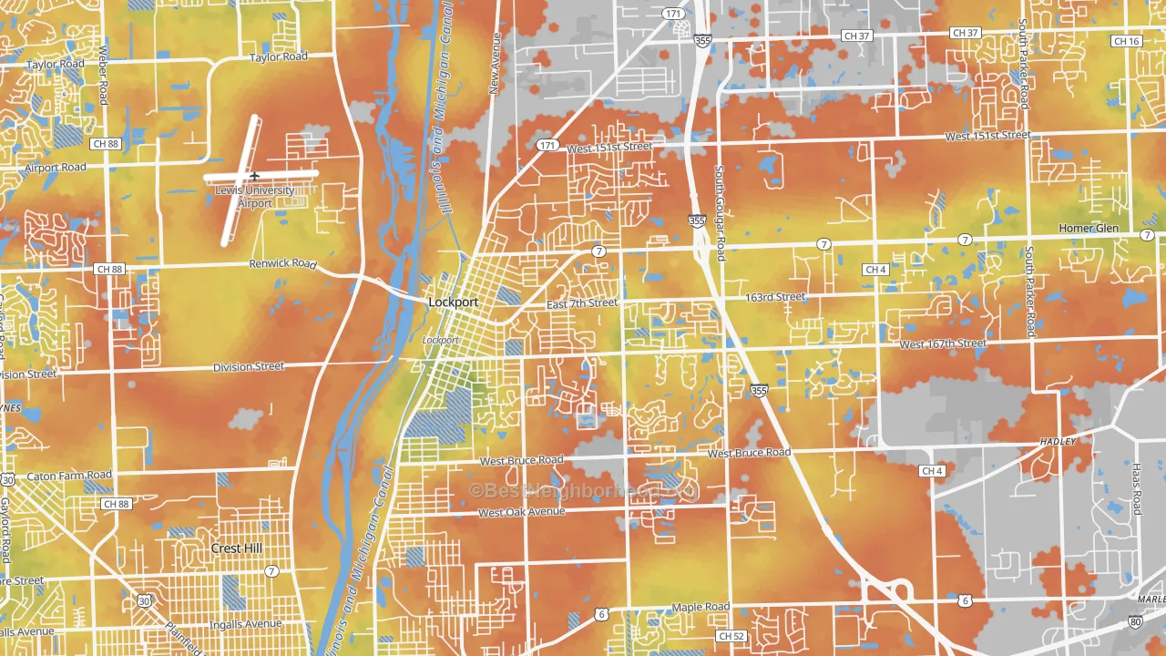 Bike Grade map of 60441, IL