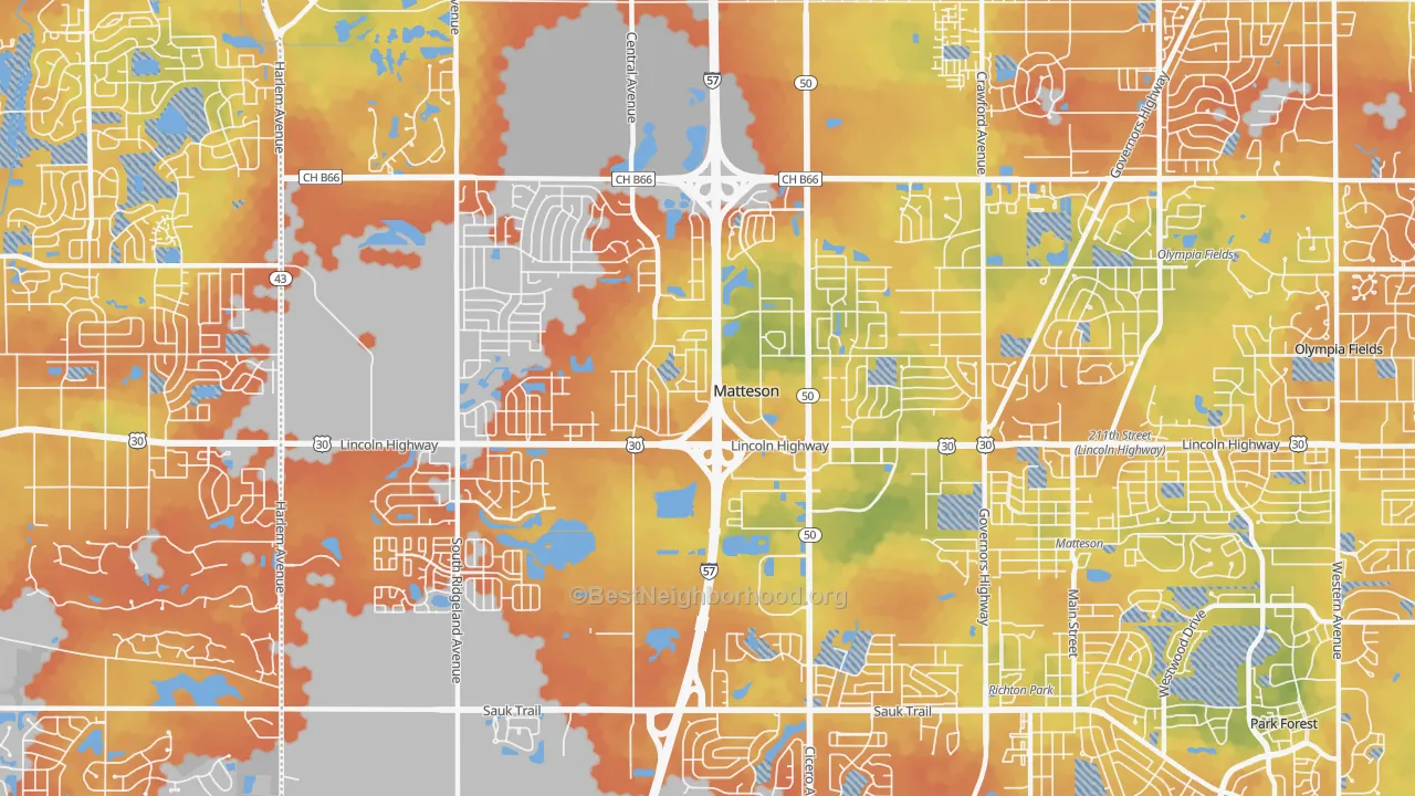 Bike Grade map of 60443, IL