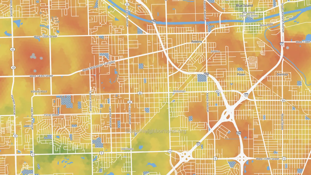 Bike Grade map of 60445, IL
