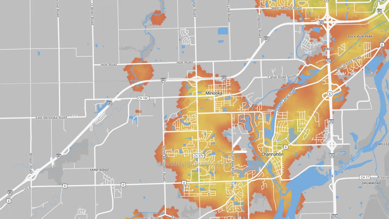Bike Grade map of 60447, IL