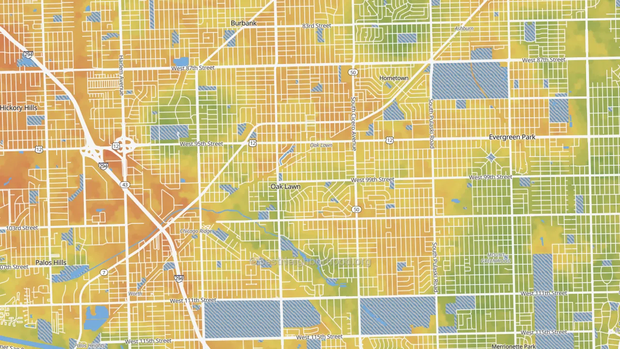 Bike Grade map of 60453, IL