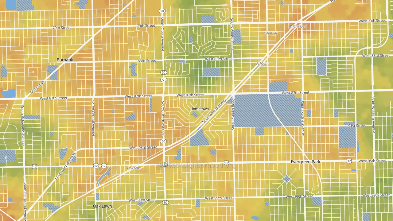 Bike Grade map of 60456, IL
