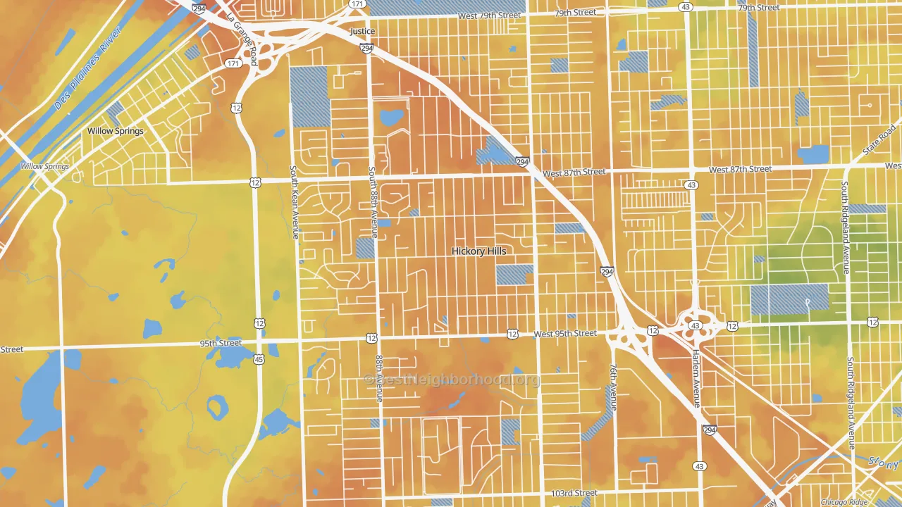 Bike Grade map of 60457, IL