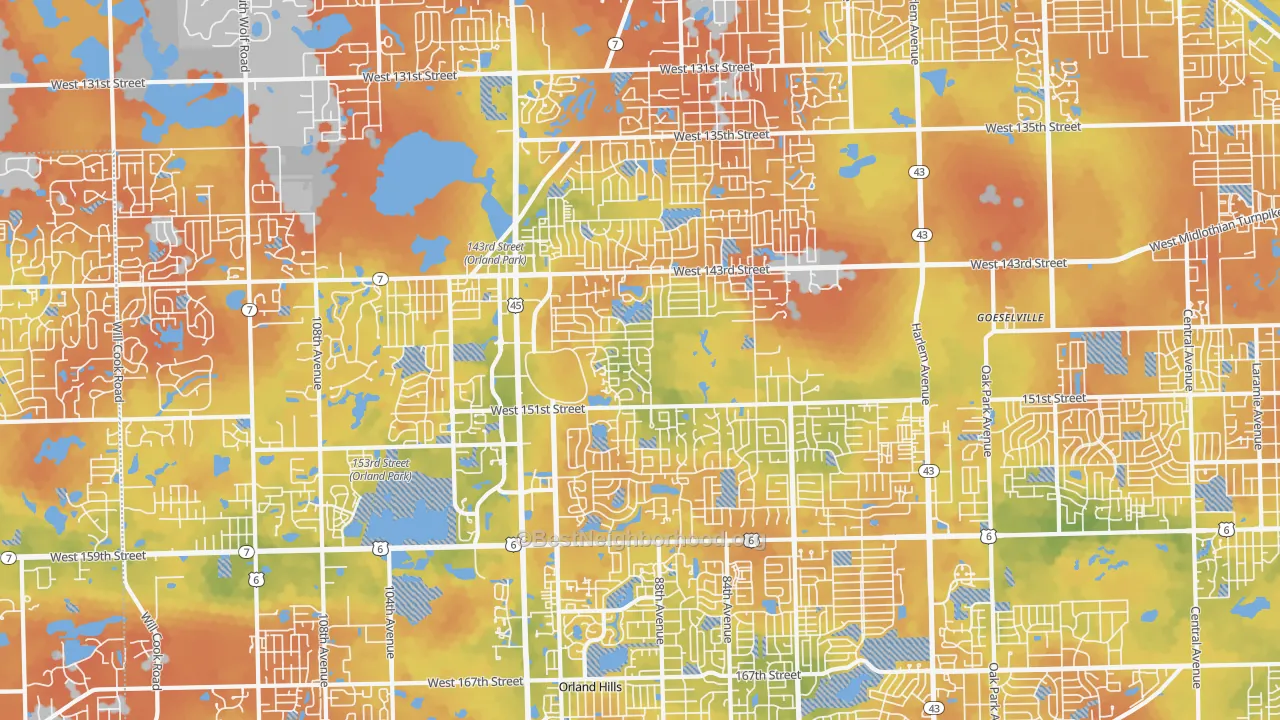 Bike Grade map of 60462, IL