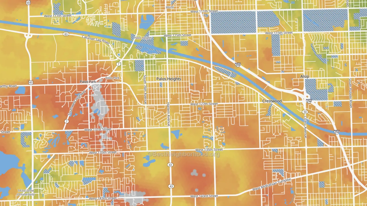 Bike Grade map of 60463, IL