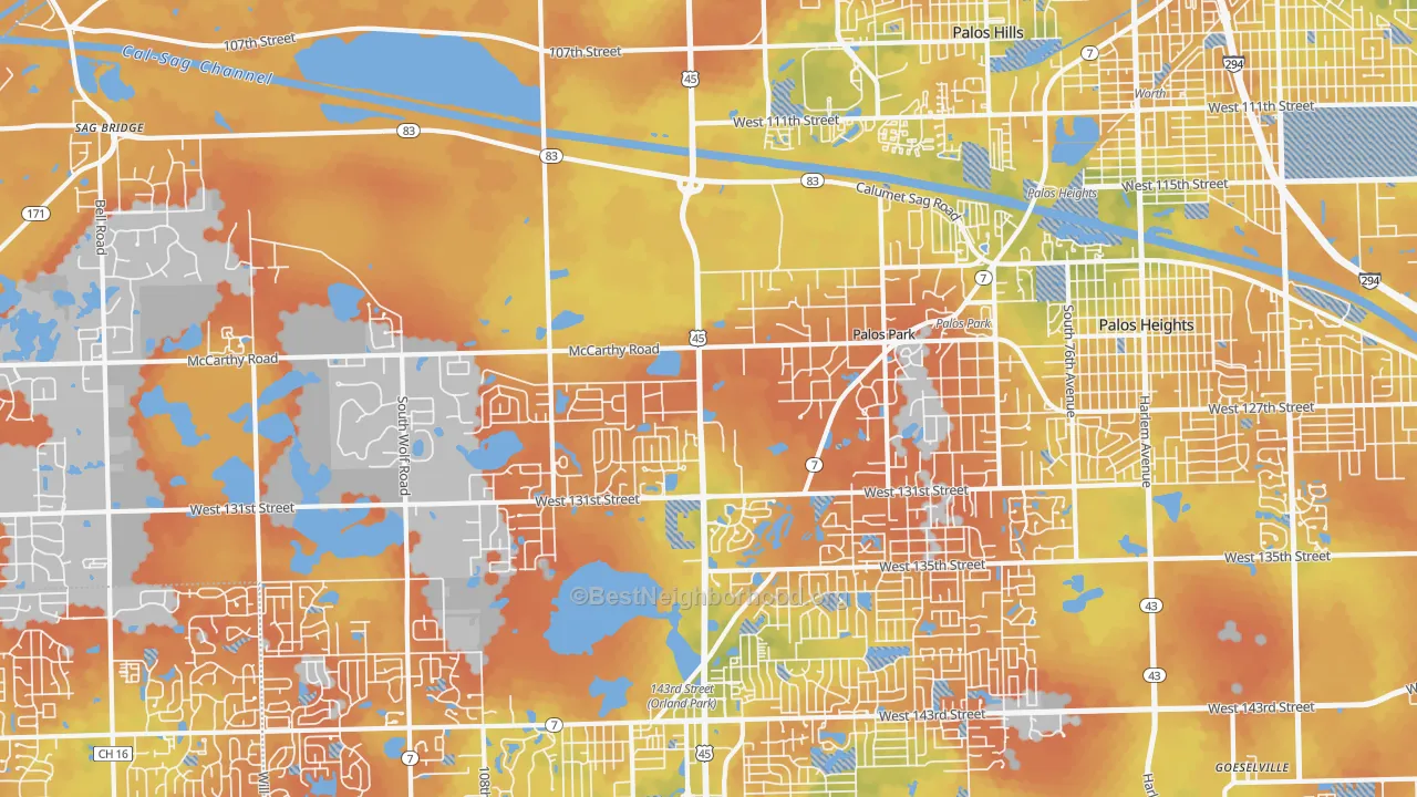 Bike Grade map of 60464, IL
