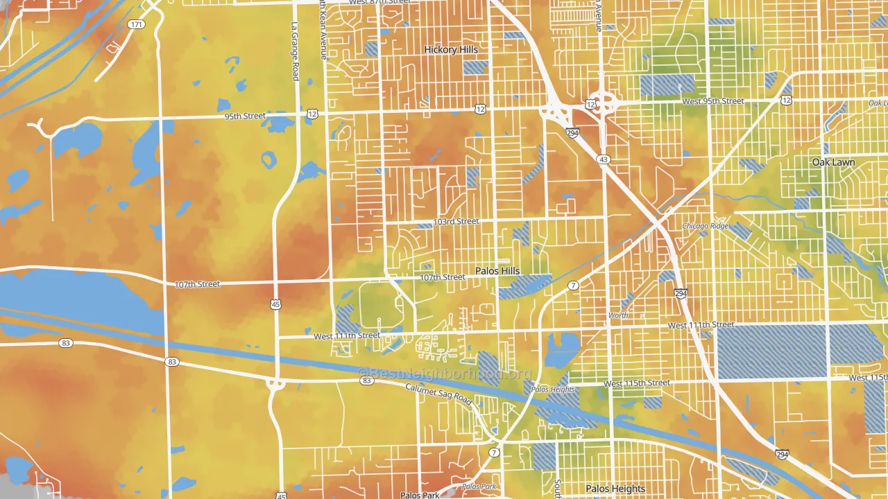 Bike Grade map of 60465, IL