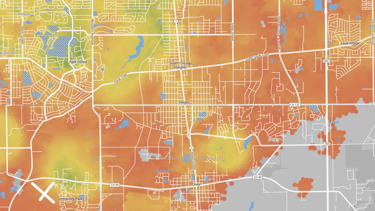 Bike Grade map of 60475, IL