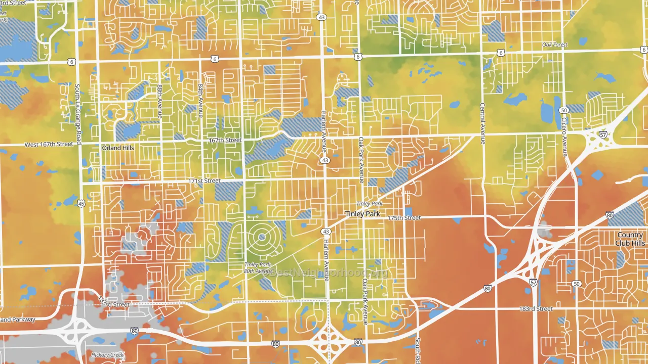 Bike Grade map of 60477, IL