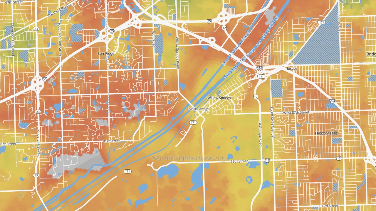 Bike Grade map of 60480, IL