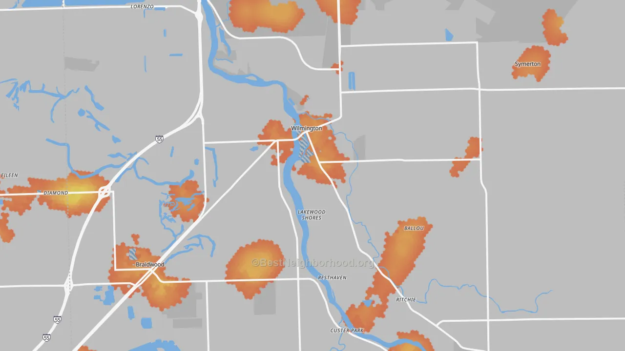 Bike Grade map of 60481, IL