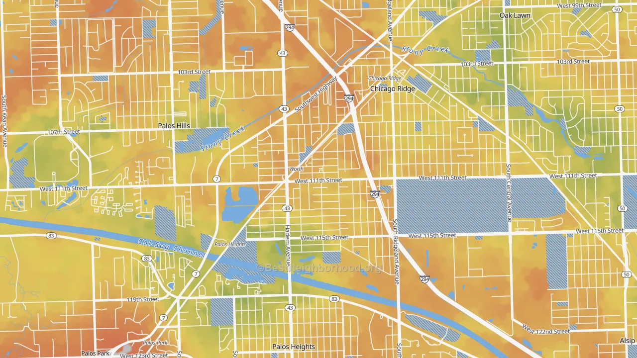 Bike Grade map of 60482, IL