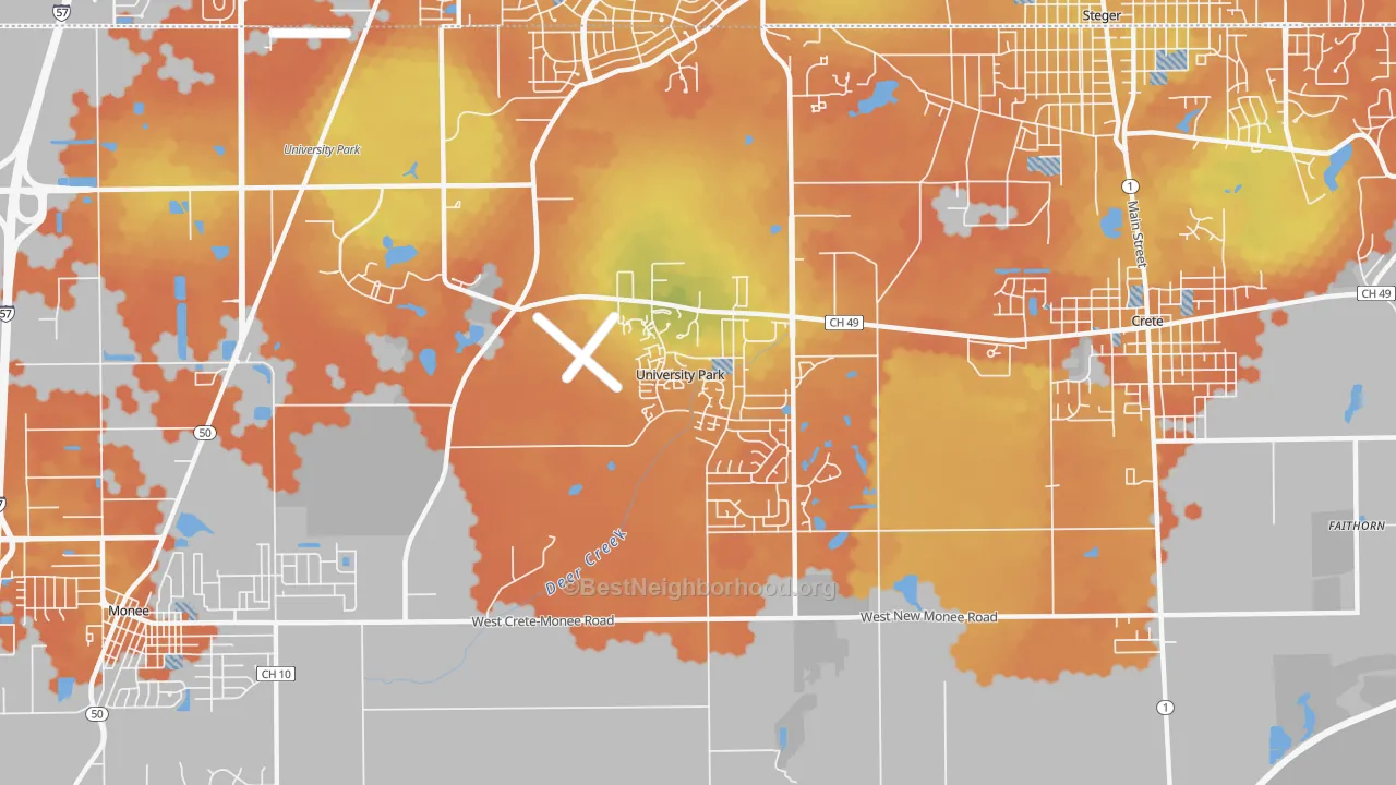Bike Grade map of 60484, IL